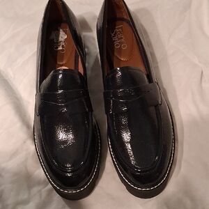 Franco Sarto Glossy Black Patent Penny Loafers